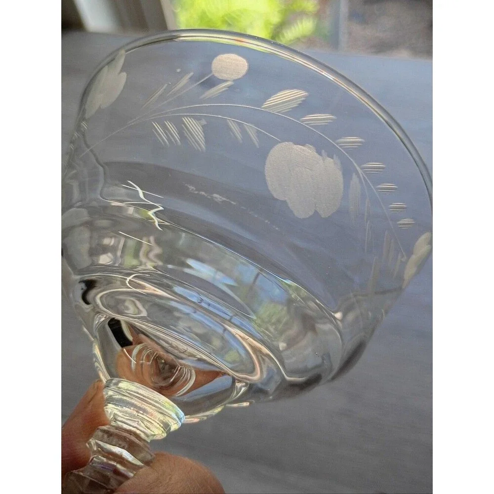 Libbey Rock Sharpe Crystal Champagne Glasses Sherbet Bowl 6 1/8